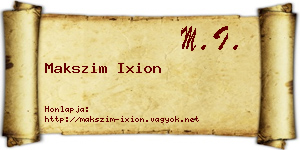 Makszim Ixion névjegykártya
